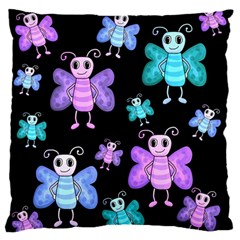 Blue And Purple Butterflies Large Flano Cushion Case (one Side) by Valentinaart