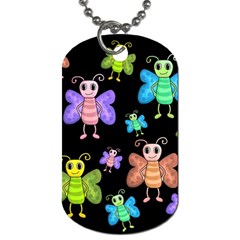 Cartoon Style Butterflies Dog Tag (one Side) by Valentinaart