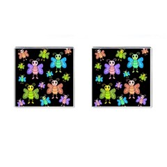 Cartoon Style Butterflies Cufflinks (square) by Valentinaart