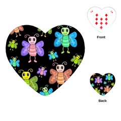 Cartoon Style Butterflies Playing Cards (heart)  by Valentinaart