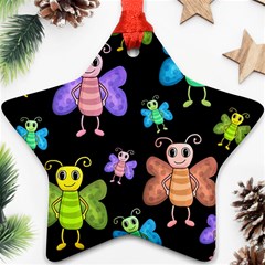 Cartoon Style Butterflies Star Ornament (two Sides)  by Valentinaart