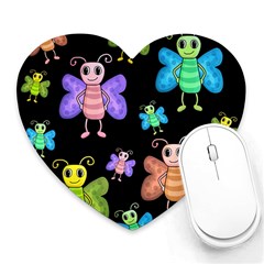 Cartoon Style Butterflies Heart Mousepads by Valentinaart