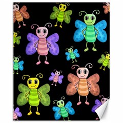 Cartoon Style Butterflies Canvas 11  X 14   by Valentinaart