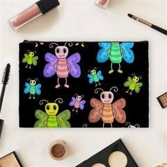 Cartoon Style Butterflies Cosmetic Bag (large)  by Valentinaart