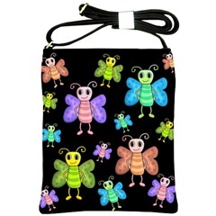 Cartoon Style Butterflies Shoulder Sling Bags by Valentinaart