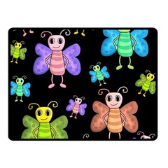 Cartoon Style Butterflies Fleece Blanket (small) by Valentinaart