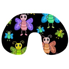 Cartoon Style Butterflies Travel Neck Pillows by Valentinaart