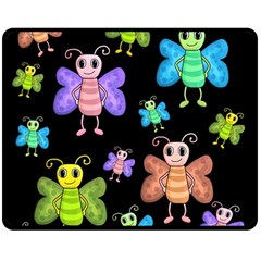 Cartoon Style Butterflies Double Sided Fleece Blanket (medium)  by Valentinaart