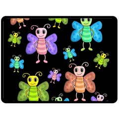 Cartoon Style Butterflies Double Sided Fleece Blanket (large)  by Valentinaart