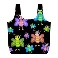 Cartoon Style Butterflies Full Print Recycle Bags (l)  by Valentinaart