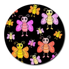 Cute butterflies, colorful design Round Mousepads