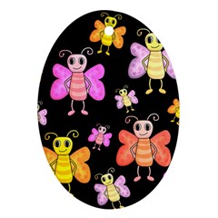 Cute butterflies, colorful design Ornament (Oval) 