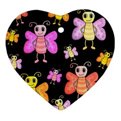 Cute butterflies, colorful design Ornament (Heart) 