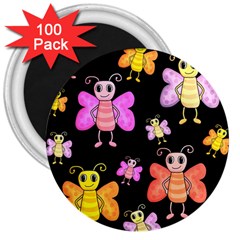 Cute butterflies, colorful design 3  Magnets (100 pack)