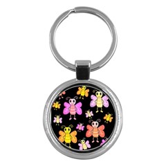 Cute butterflies, colorful design Key Chains (Round) 