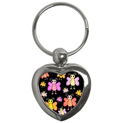 Cute butterflies, colorful design Key Chains (Heart) 