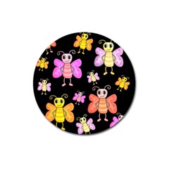 Cute butterflies, colorful design Magnet 3  (Round)