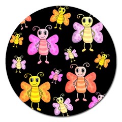 Cute butterflies, colorful design Magnet 5  (Round)