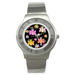 Cute butterflies, colorful design Stainless Steel Watch