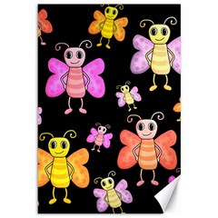 Cute butterflies, colorful design Canvas 12  x 18  