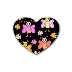 Cute butterflies, colorful design Heart Coaster (4 pack) 