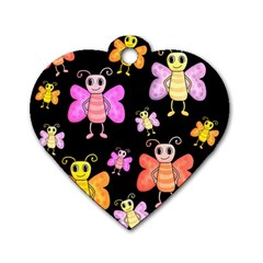 Cute butterflies, colorful design Dog Tag Heart (Two Sides)