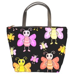 Cute butterflies, colorful design Bucket Bags