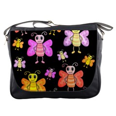 Cute butterflies, colorful design Messenger Bags