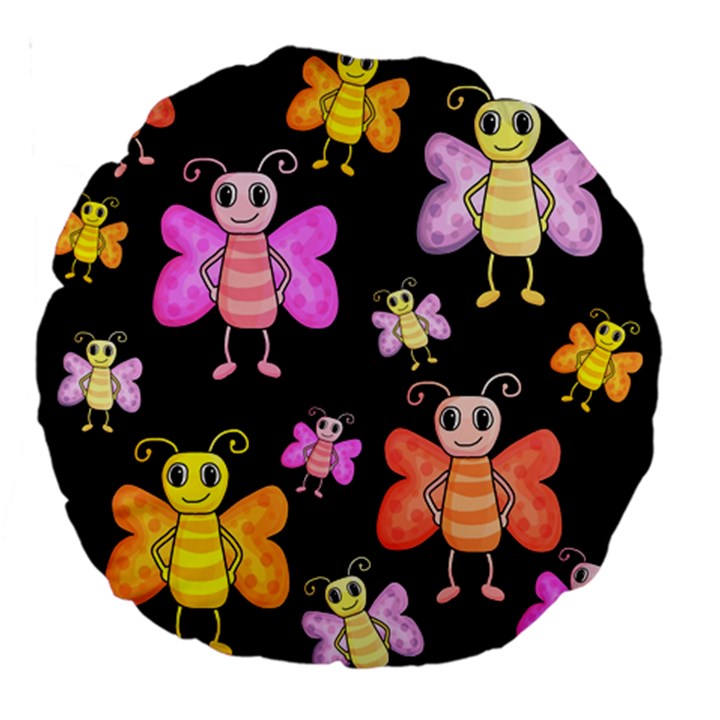 Cute butterflies, colorful design Large 18  Premium Round Cushions