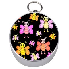 Cute butterflies, colorful design Silver Compasses