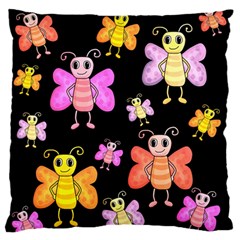 Cute butterflies, colorful design Large Flano Cushion Case (Two Sides)