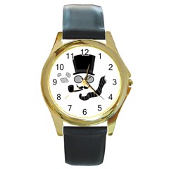 Invisible Man Round Gold Metal Watch by Valentinaart