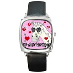 Don t wait for Prince Charming Square Metal Watch Front