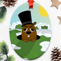 Groundhog Ornament (oval)  by Valentinaart