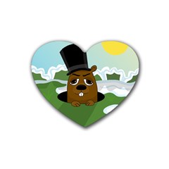 Groundhog Heart Coaster (4 Pack)  by Valentinaart