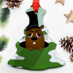 Groundhog Christmas Tree Ornament (2 Sides) by Valentinaart