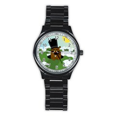 Groundhog Stainless Steel Round Watch by Valentinaart