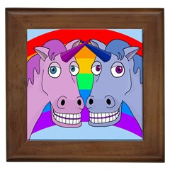 Unicorn Love Framed Tiles by Valentinaart