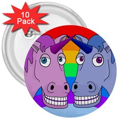 Unicorn Love 3  Buttons (10 Pack) 