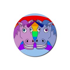 Unicorn Love Rubber Coaster (round)  by Valentinaart