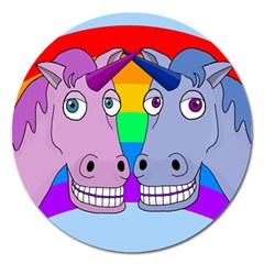 Unicorn Love Magnet 5  (round) by Valentinaart