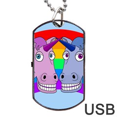 Unicorn Love Dog Tag Usb Flash (one Side) by Valentinaart