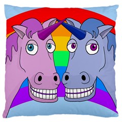 Unicorn Love Large Cushion Case (two Sides) by Valentinaart