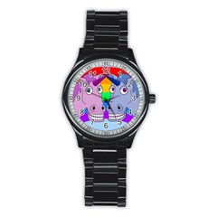 Unicorn Love Stainless Steel Round Watch by Valentinaart