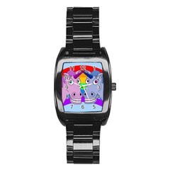 Unicorn Love Stainless Steel Barrel Watch by Valentinaart