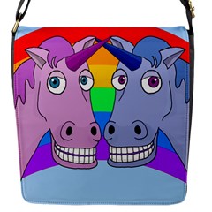 Unicorn Love Flap Messenger Bag (s) by Valentinaart