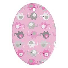 Animals Elephant Pink Cute Oval Ornament (Two Sides)