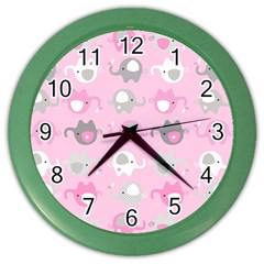 Animals Elephant Pink Cute Color Wall Clocks