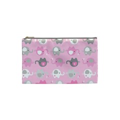 Animals Elephant Pink Cute Cosmetic Bag (Small) 