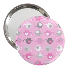 Animals Elephant Pink Cute 3  Handbag Mirrors